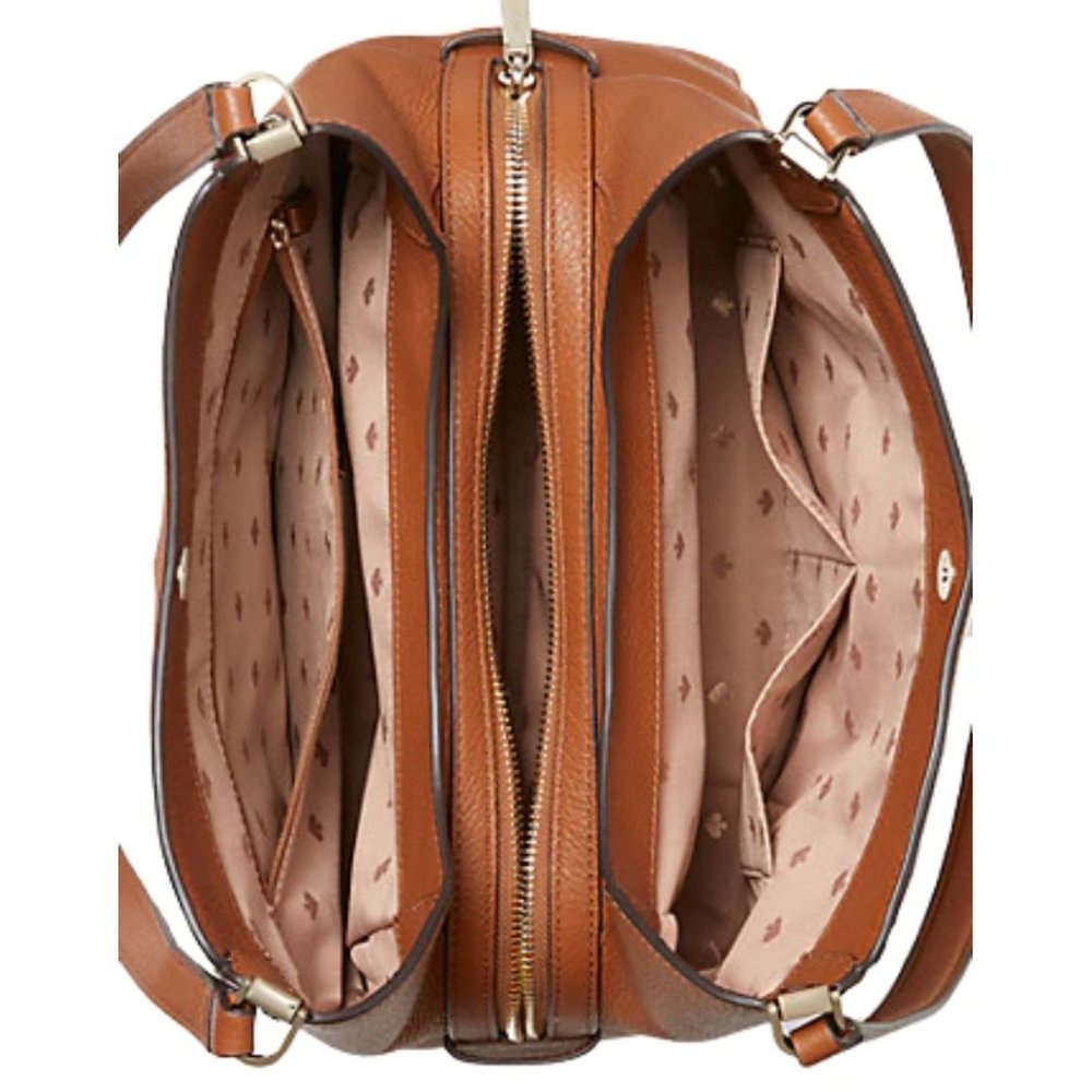 NEW Kate Spade Leila Medium Triple Compartment Satchel Bag Warm Brown Leather - Picture 4 of 7